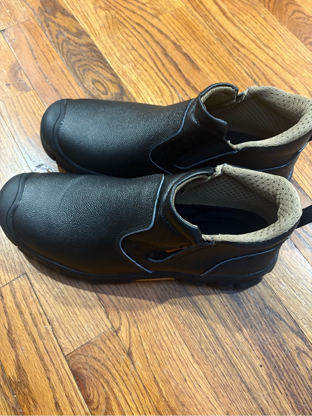 Men's Black Slip-On Work Boots with Cushioned Collar